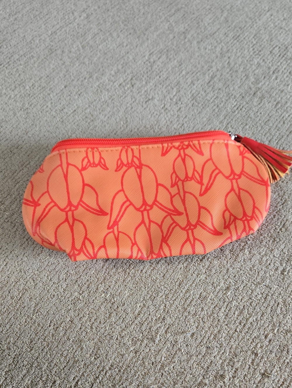 Manaola Peach & Coral Floral Zip Pouch